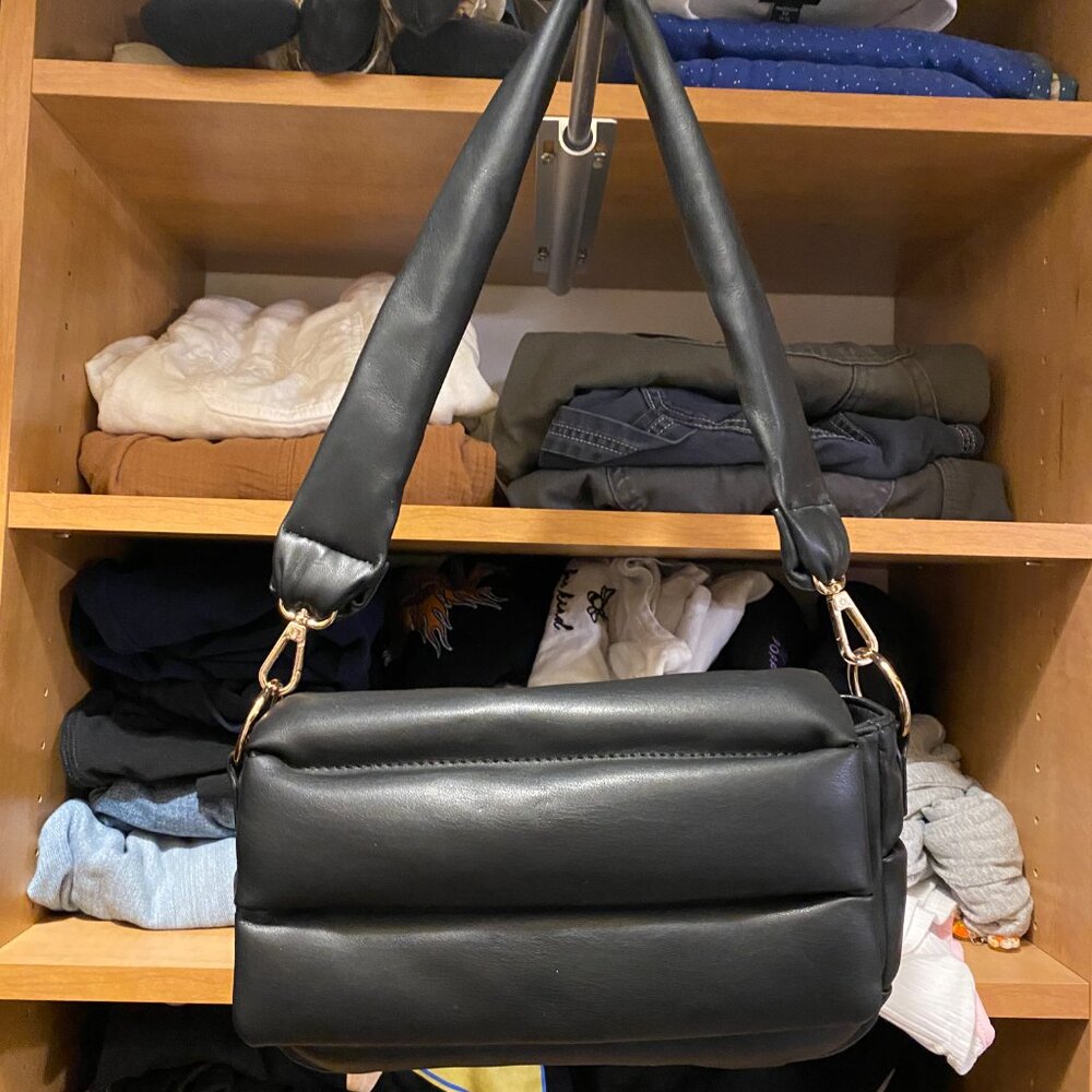 ASOS Black Padded Shoulder Bag with Gold Hardware